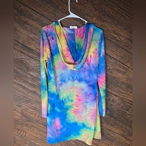 Blumin Colorful Soft Tie-Dye Women's Cardigan With Pockets Hippie